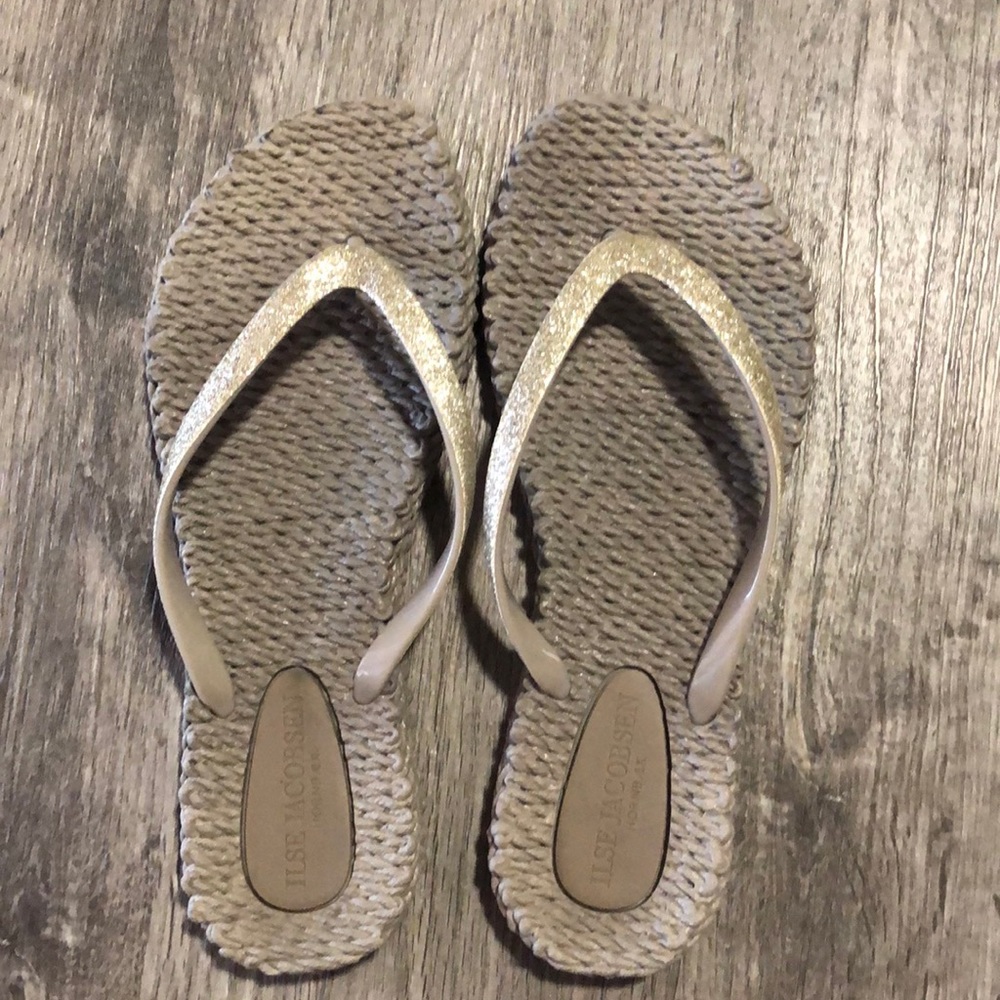 Ilse Jacobsen Gold & Beige Gel Sandals sz 7